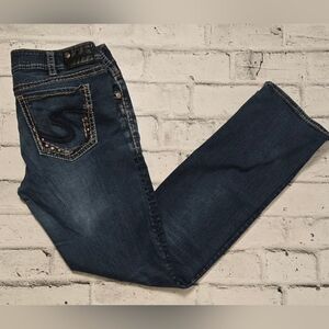 Silver Jeans SUKI Mid Rise Straight Leg Jeans W34 L34